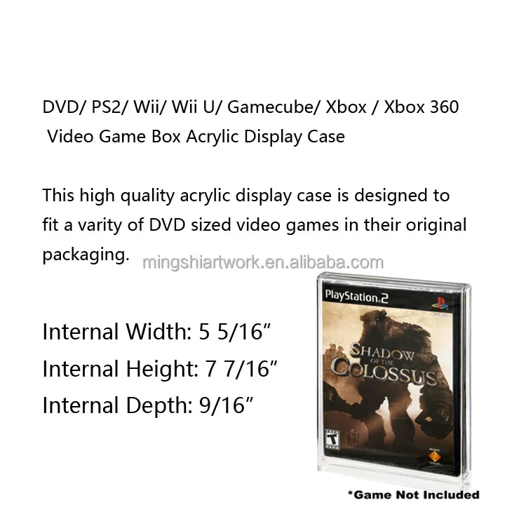 Mingshi Video Game acrylic DISPLAY CASE for Wii, Wii U, Xbox, 360 or Playstation PS2