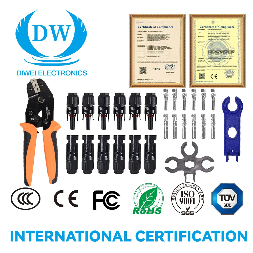 6PCS Solar Crimping Tool Kit for Solar Panel Male Female Solar Cable Connectors Crimper Spanner Wrench Solar Panel Wiring Kit