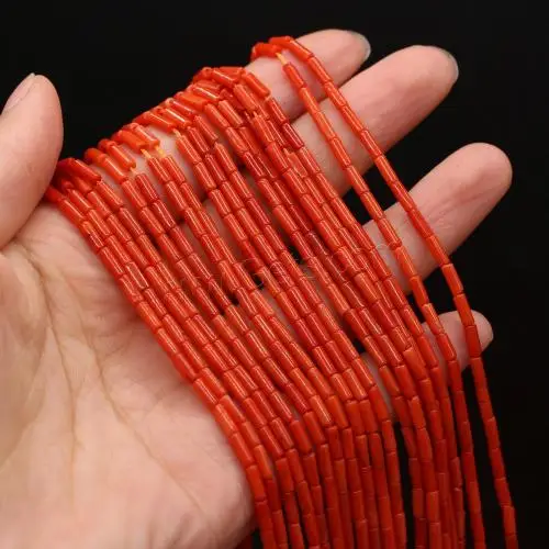 in bulk fashion jewelry natural dyed red coral beads column shaped 1512704