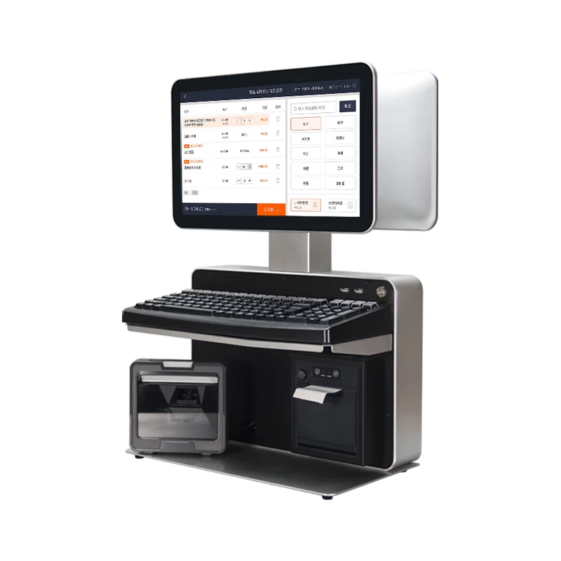 cheap Dual touch screen 14inch i3 cpu pos system all in one Cash Register machine terminal with printer software