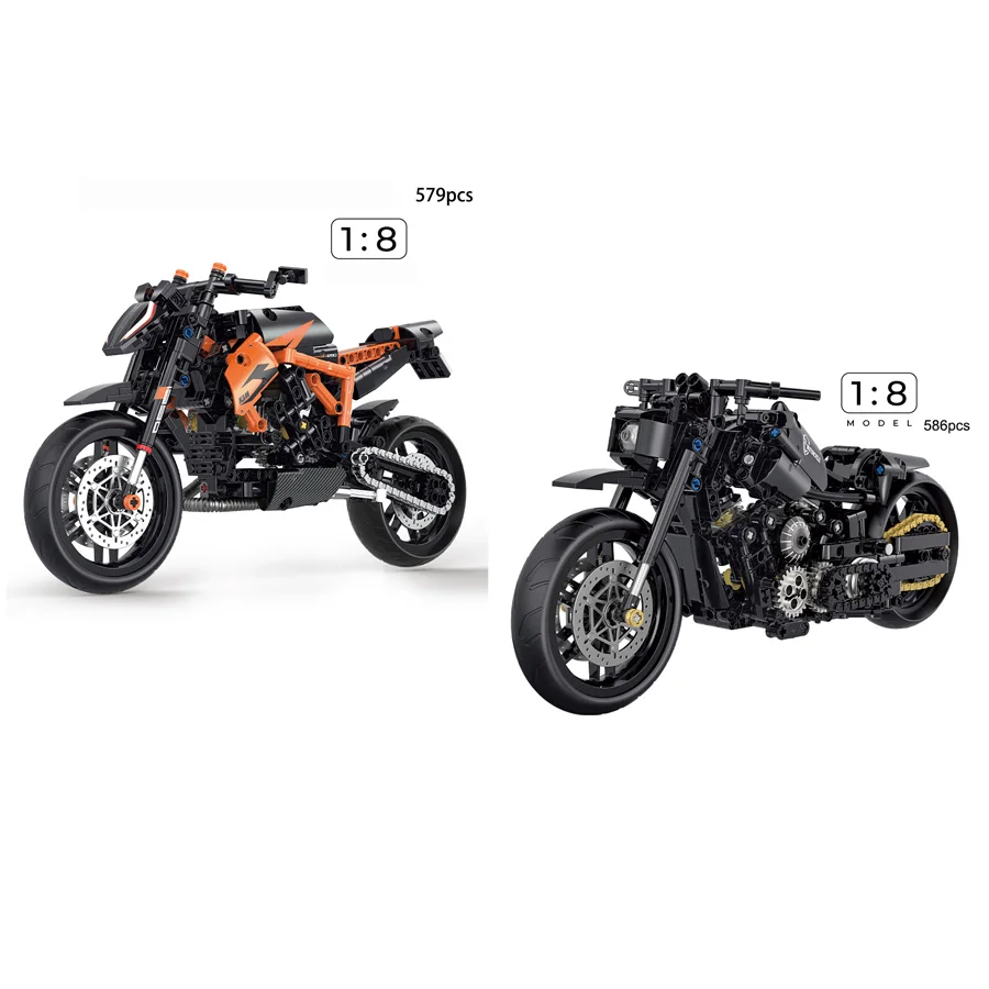 579+ pcs 1:8 Model Building Toy Bricks MOC Toys Gift for Kids Adult Construction Bike Vehicle STEM Motorcycle Build Blocks Set
