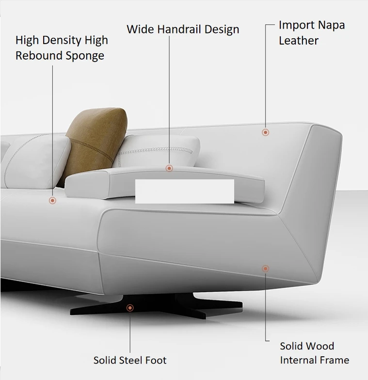 Leather sofa head layer cowhine modern simple light luxury leather art three-person office sofa set