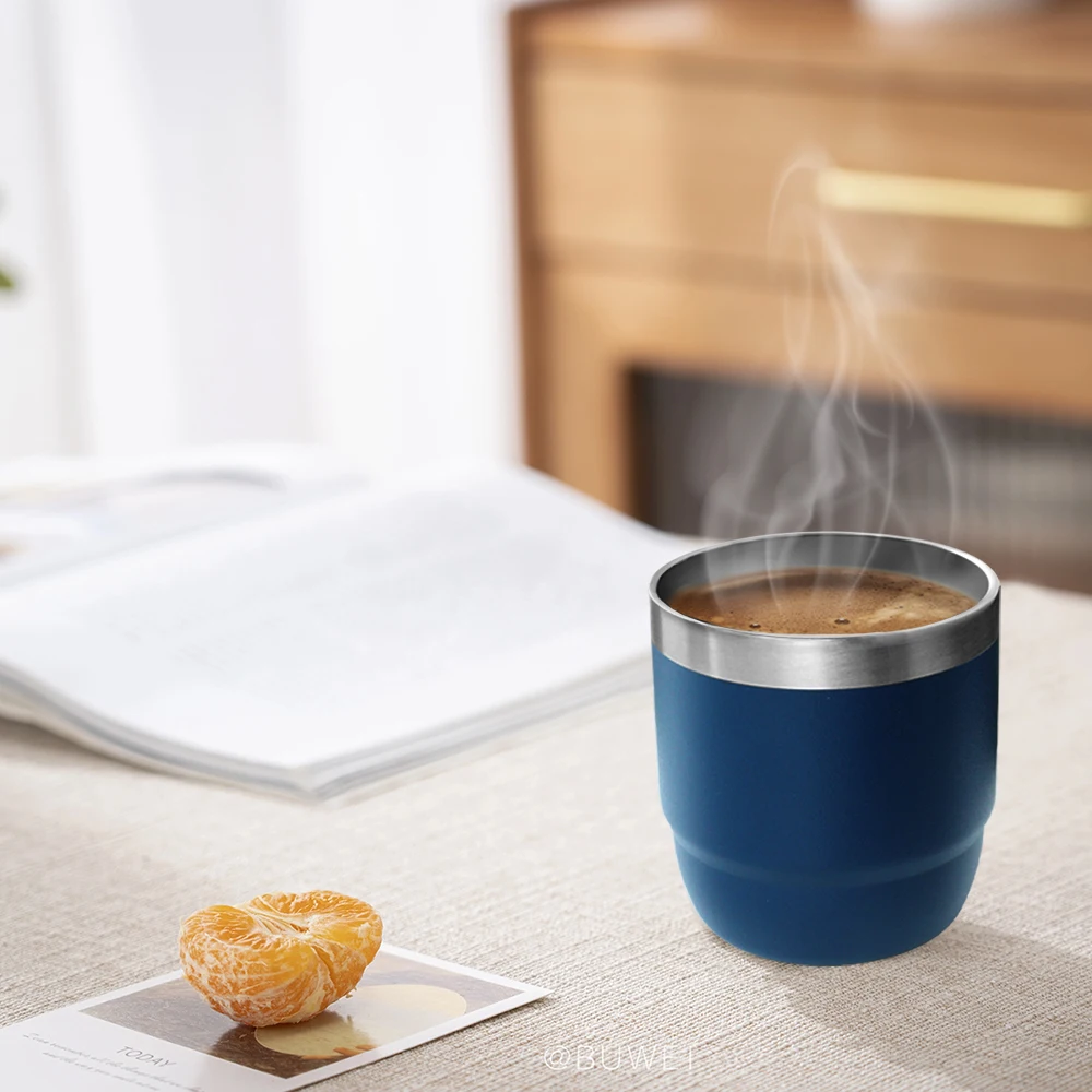 Mini Bar Cup 4oz 6oz 8oz Vacuum Insulated Reusable Metal Stainless Steel Coffee Cup Customized Stackable Coffee Mug