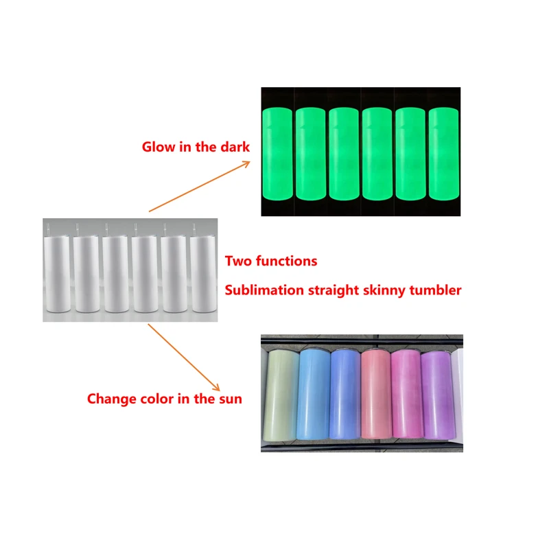 Ready To Ship Low MOQ Private Leak Proof Christmas Heat Press Glow In The Dark Sublimation Tumbler UV To Glow