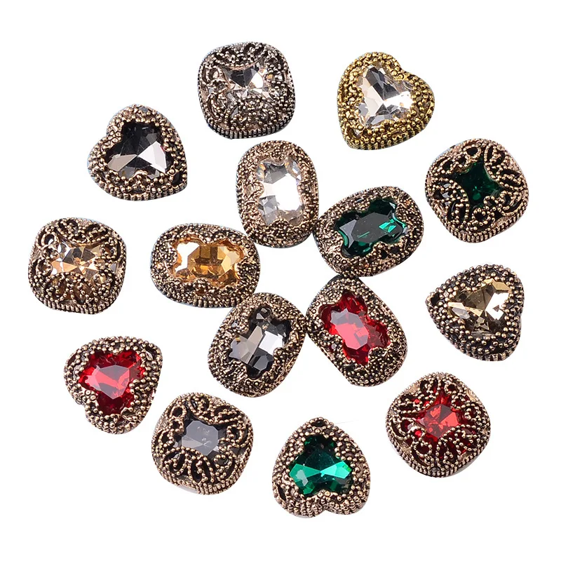 Cheap Wholesale Retro Nail Charm Rhinestones Alloy Punk Luxury Nail Art Supplies for  Nail Deco DIY Design