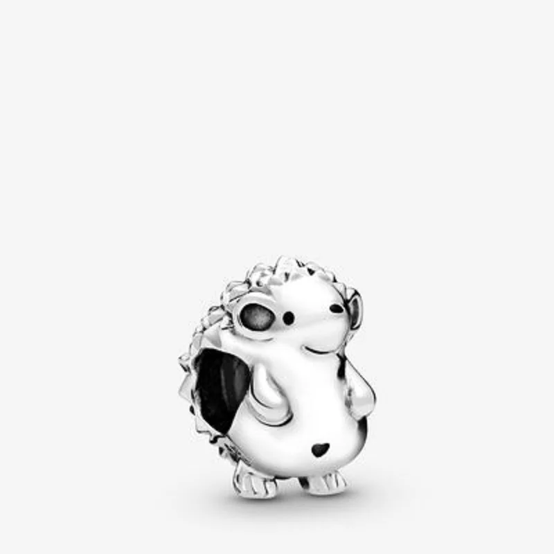 
925 sterling silver charms girls cartoon animal hedgehog bead cat dog bee dangle charm pendant sparkling jewelry accessories 