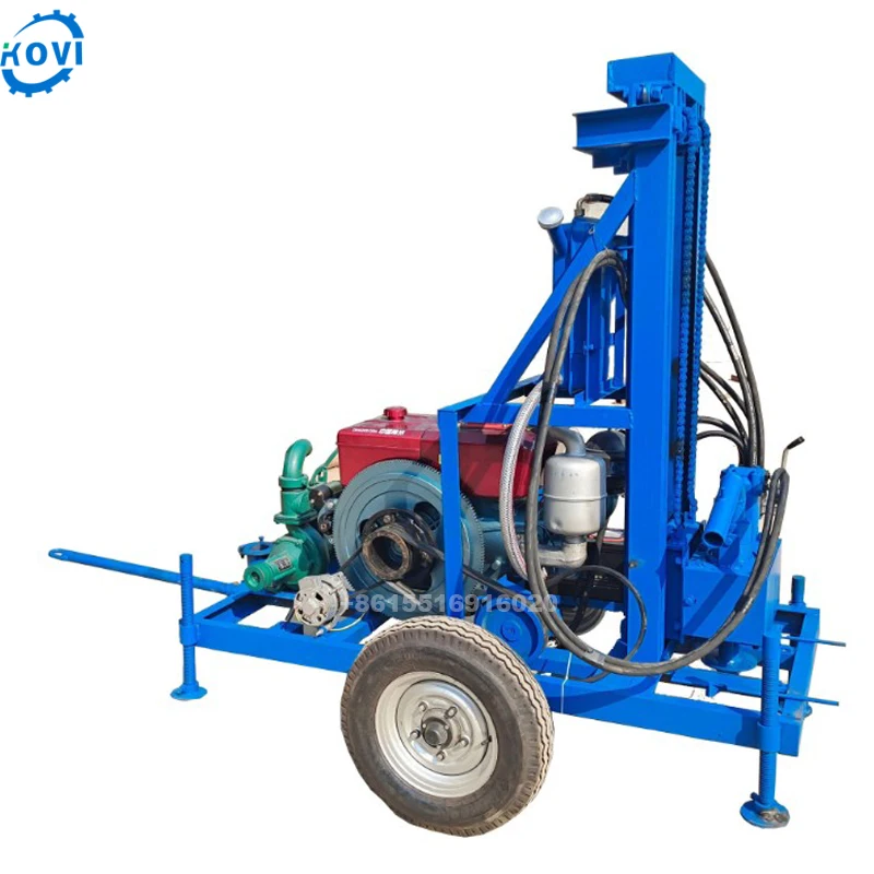 portable hydraulic well drilling machine tractors drill machine mounted 300m water drilling rig pump