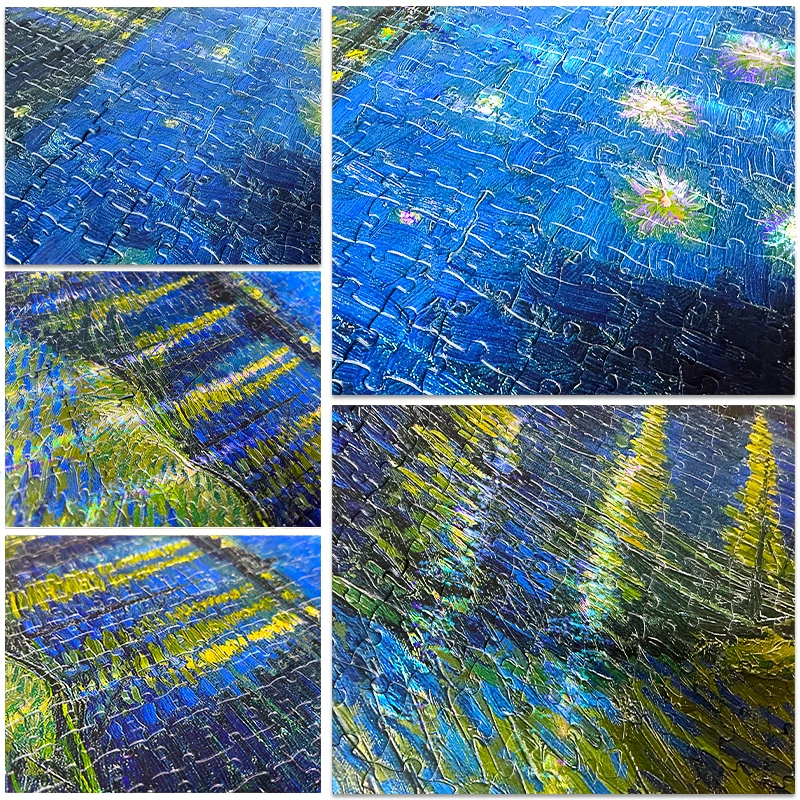 Free Sample Custom Die Cut 50*70cm Jigsaw Puzzle Blue Board Van Goah Adult Puzzle 1000 Custom Jigsaw Puzzle Toy