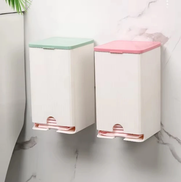 Multifunctional Wall Mounted Sanitary Napkin Storage Box Small Tissue Cotton Swabs Organizer For Bathroom With Lid