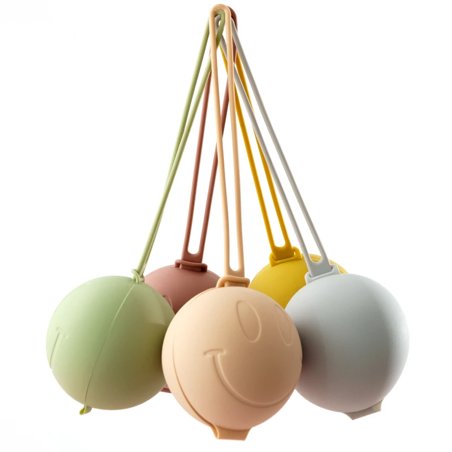 Eco Friendly Round Pacifier Holder box Non-toxic silicone smiley face Baby Teether nipple Silicone Pacifier Storage Bag