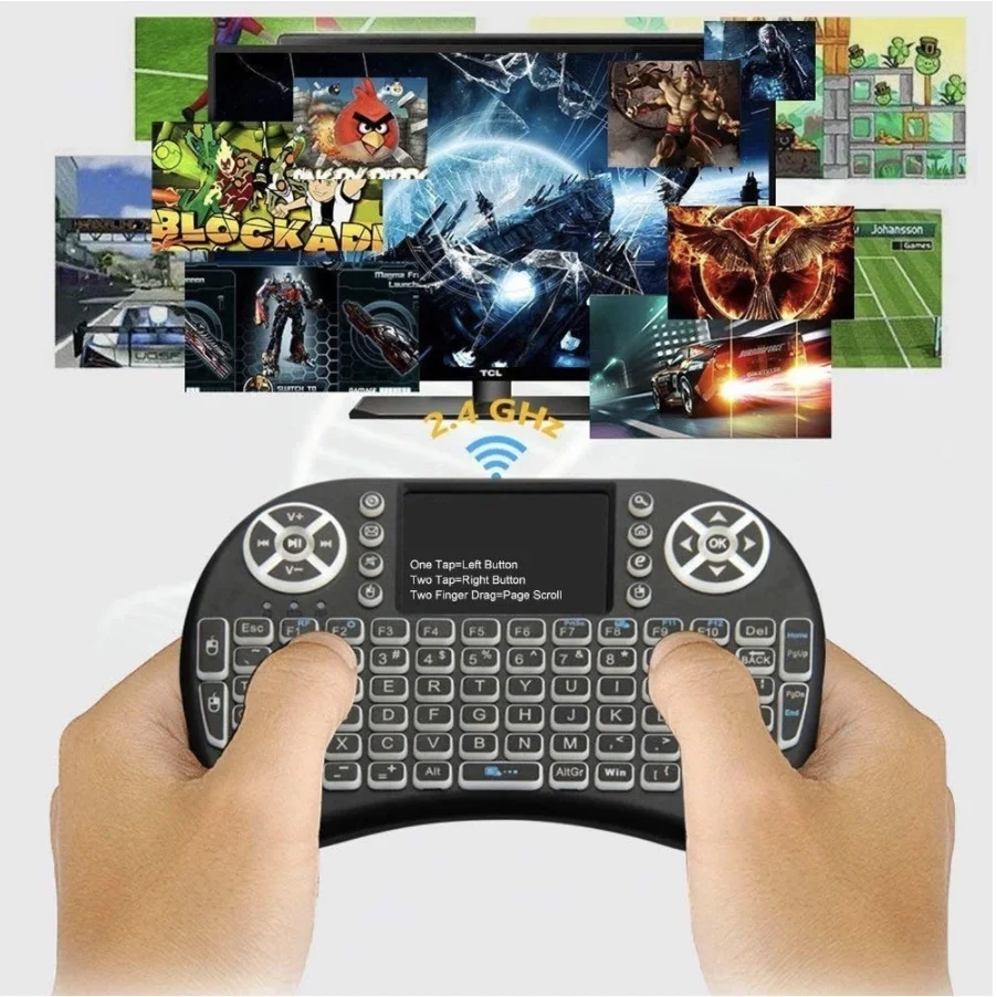 I8 Rechargeable Mini Keyboard for Xiaomi Pad TV Box Remote Control Touchpad Air Mouse 2.4G Wireless RGB Backlit Gaming Keyboard