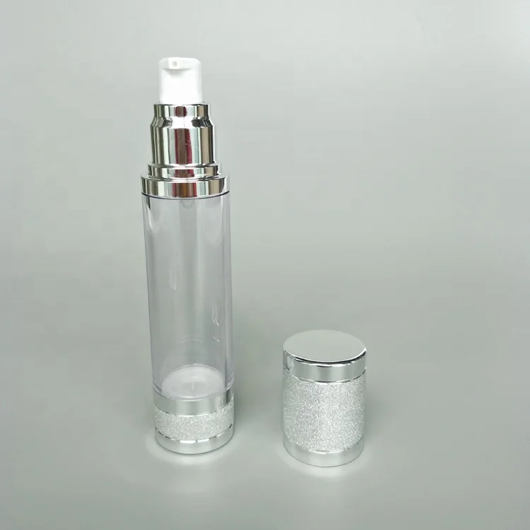 Custom logo 15 ml 30ml 1 oz 50 ml 80ml 100 ml 120 ml 4 oz empty airless pump bottle with silver cap