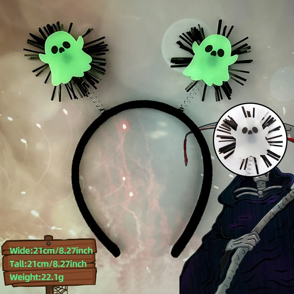 Custom Halloween party supplie Custom promotional  Fluorescent Ghost  glow in the dark headbands Light Up halloween headband