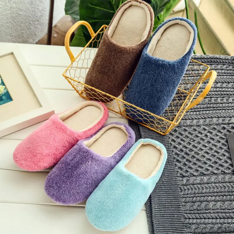 2022 Winter Indoor Women Slippers House Plush Soft Cotton Slippers Non-slip Floor Shoes Home Slippers Women Slides For Bedroom