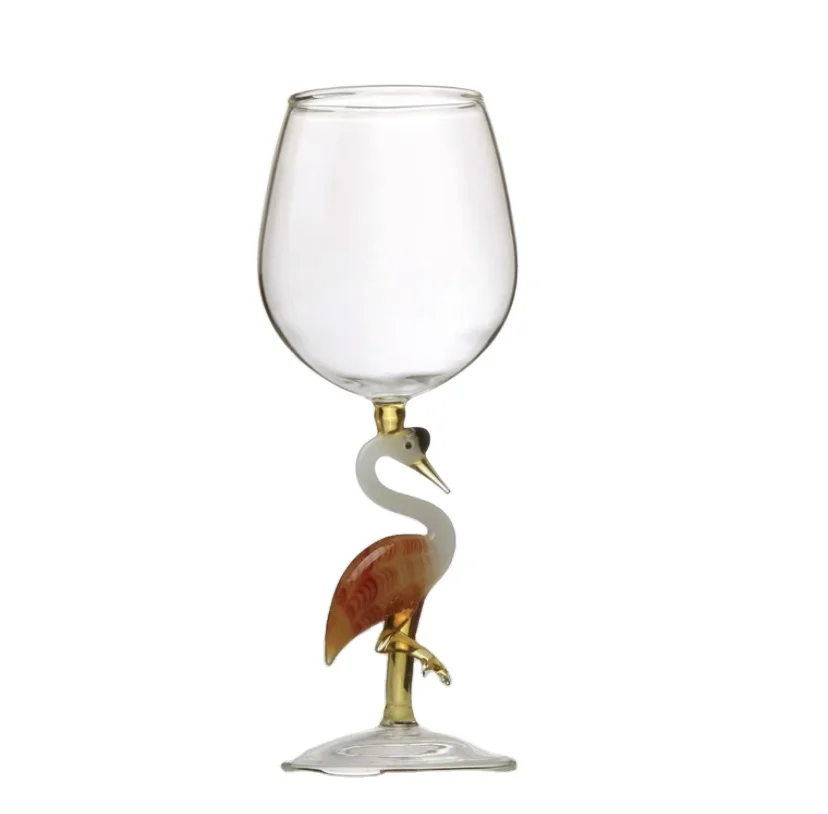 Hand Made Creative Burgundy Wine Glasses Lead-Free Clear Glass Goblet With Cock Stem