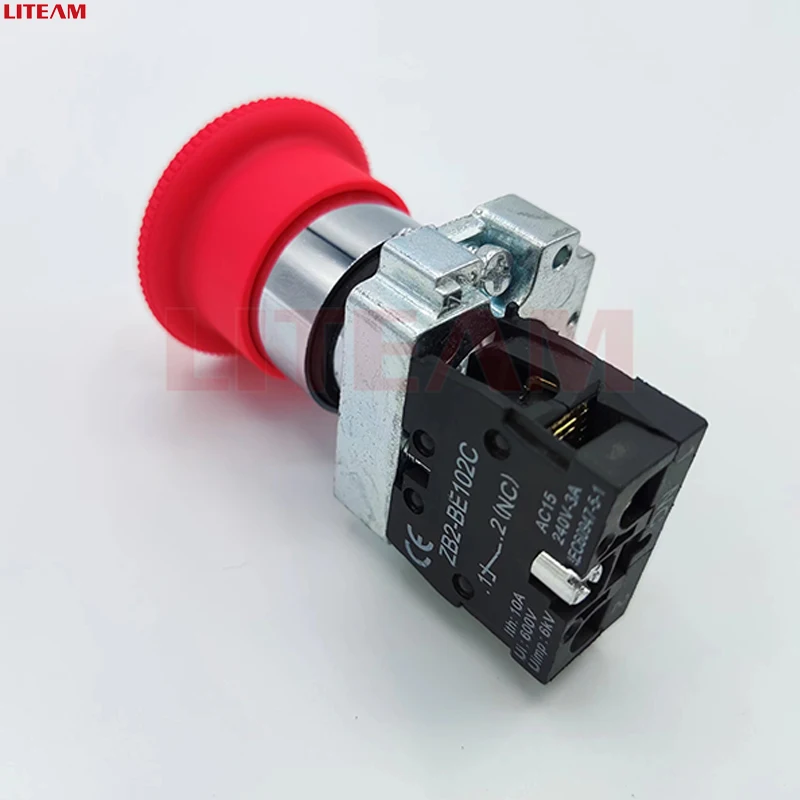22mm XB2-BS542 Mushroom Emergency Push Button Switch Wrist Emergency Stop Push Button Switch Remote Control Push Button