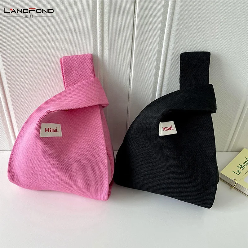 Landfond accessory Women Fashion Shoulder Bag Large Capacity Tote Wool Polyester Woven Crochet Knitted Bag