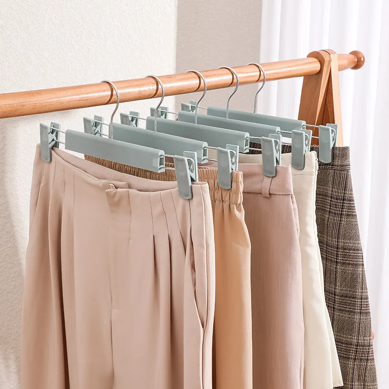 clothing store hanging pants hangers storage anti-slip plastic pants hangers color skirt clips drying hangers for garment