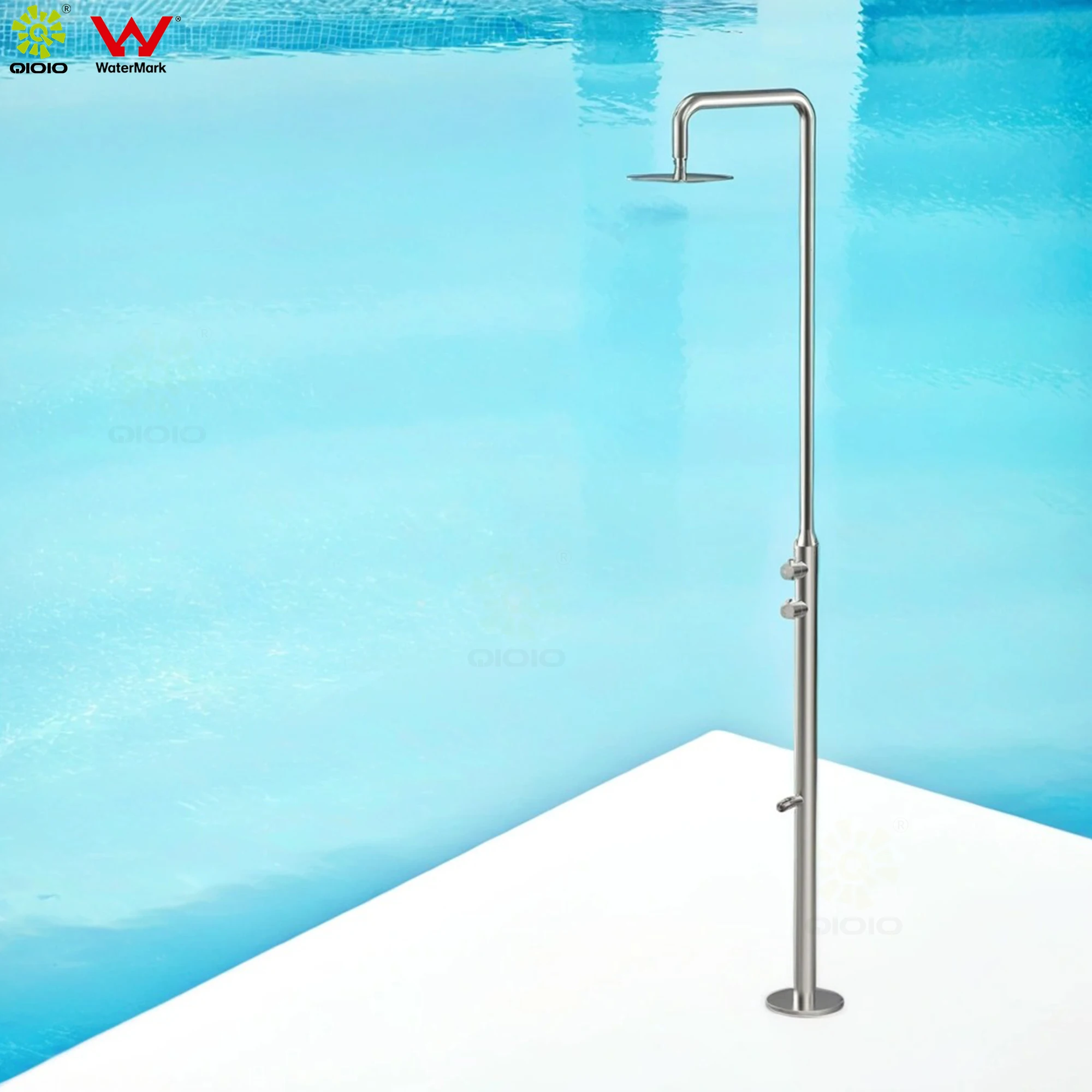 Marine grade 316L  stainless steel watermark outdoor shower set  swimming pool beach  shower mixer with  foot tap