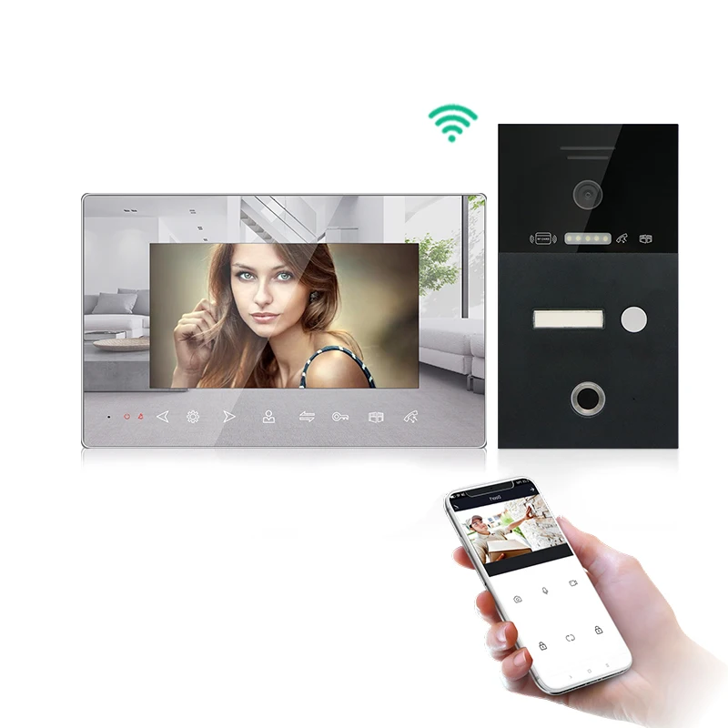 HD Беспроводная Ip видео домофон система металлическая 6 внутренних мониторов + 2 наружные станции + 2 камер видеонаблюдения CE FCC, аддитивного цветового пространства (по ограничению на использование опасных материалов в производстве AC/DC 12V/1A 7 дюймо