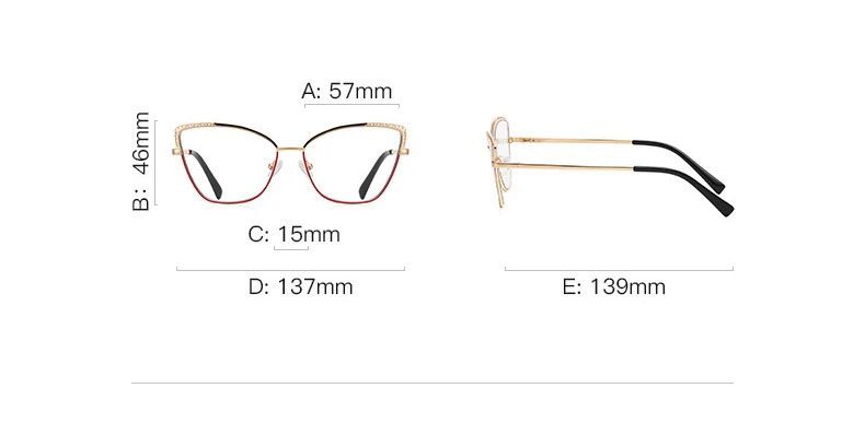 Fashion Eyeglass Frame Women Cat Eye Glasses Metal Frame anti blue light glasses blue blocking eyeglasses optical frames