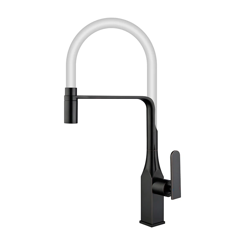 Black One Hole Stainless Steel Modern Kitchen Faucet with Flexible Spout