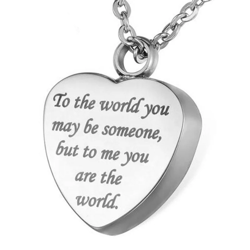 Always in My Heart Commemorative Family Relatives Ashes Pendants 925 Sterling Silver Mom Cremation Heart Shaped Ash Urn Pendant