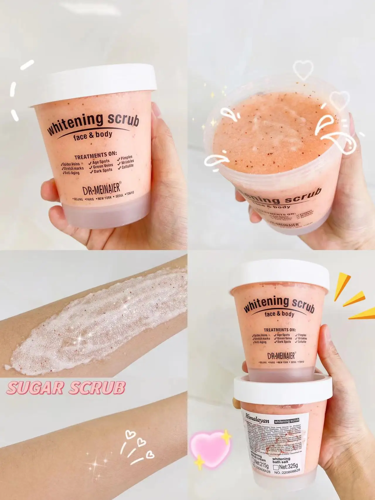 Multiple Scents Whitening Face and Body Scrub Skin Care  Sea Salt Exfoliating Deep Cleansing Sugar Scrub