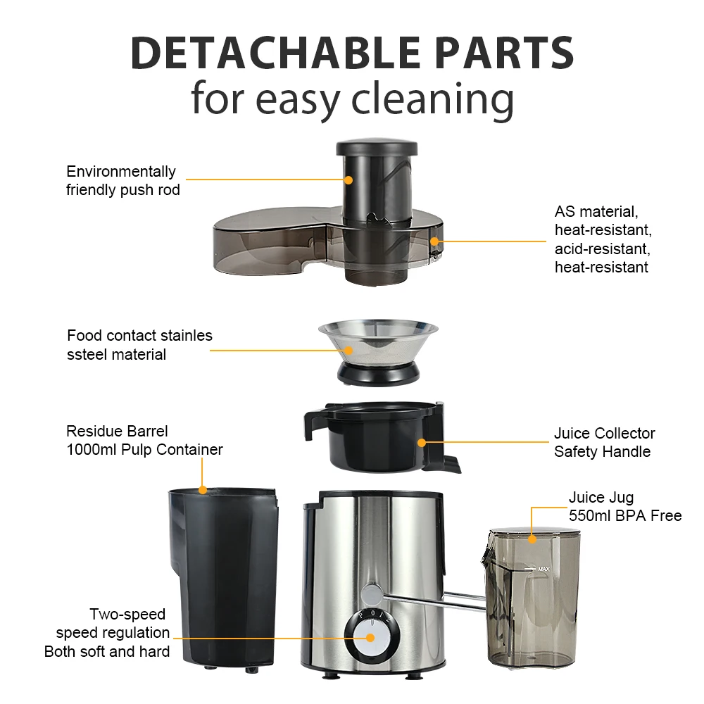 Centrifugal Juice Extractor Maker Wide Mouth Juicing Machine BPA-Free Juice for Fruits Veggies Juicer Machine