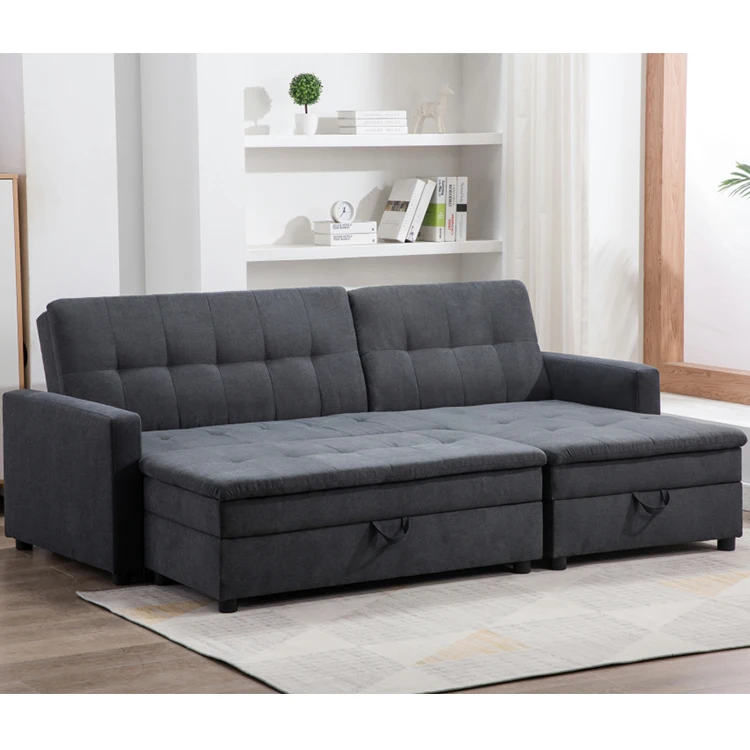 Frank modern luxury gray brown fabric sofa bed bedroom furniture set