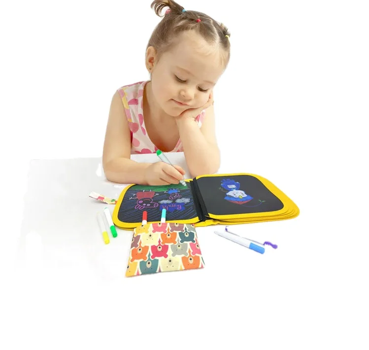 SY Amaz Hot Sales Kids Drawing Book Portable Erasable Mess-free Chalk Dust-free Doodle Board Drawing Book