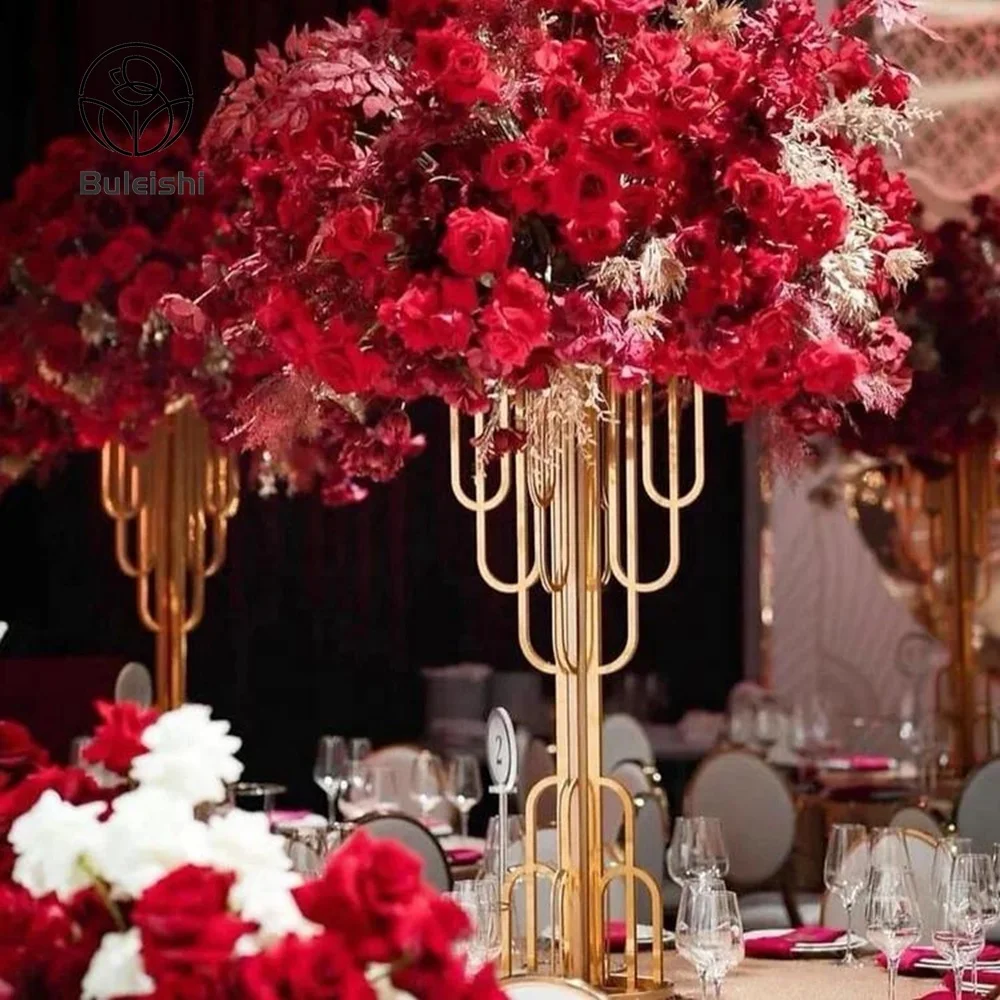 Gold Flower Stand Wedding Centerpieces Luxury Vase Large Wedding Centerpiece For Wedding Table Decoration
