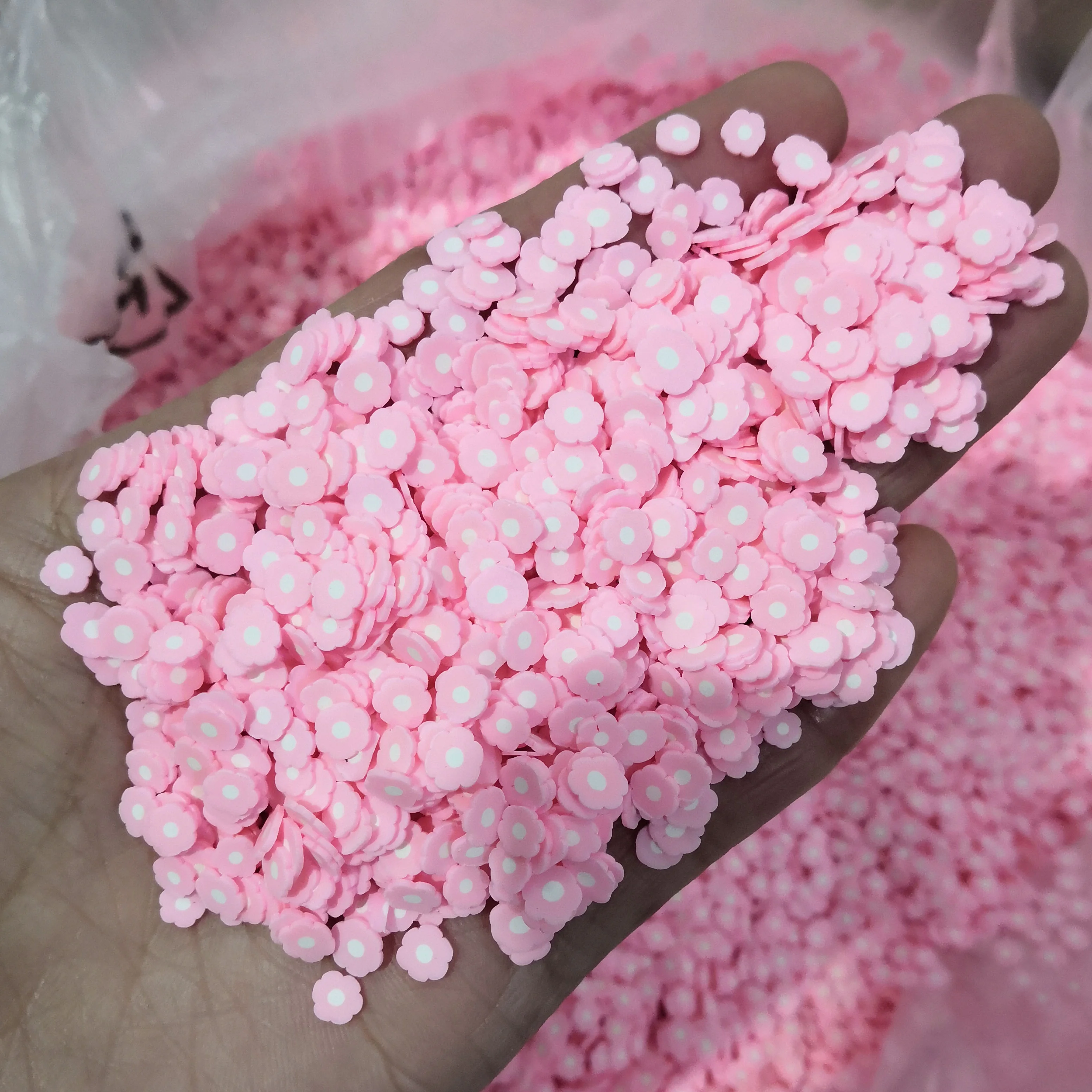 1KG Spring Themed Pink Flower Slices Polymer Clay Soft Pottery for Decoration DIY Crafts Filler Accessories