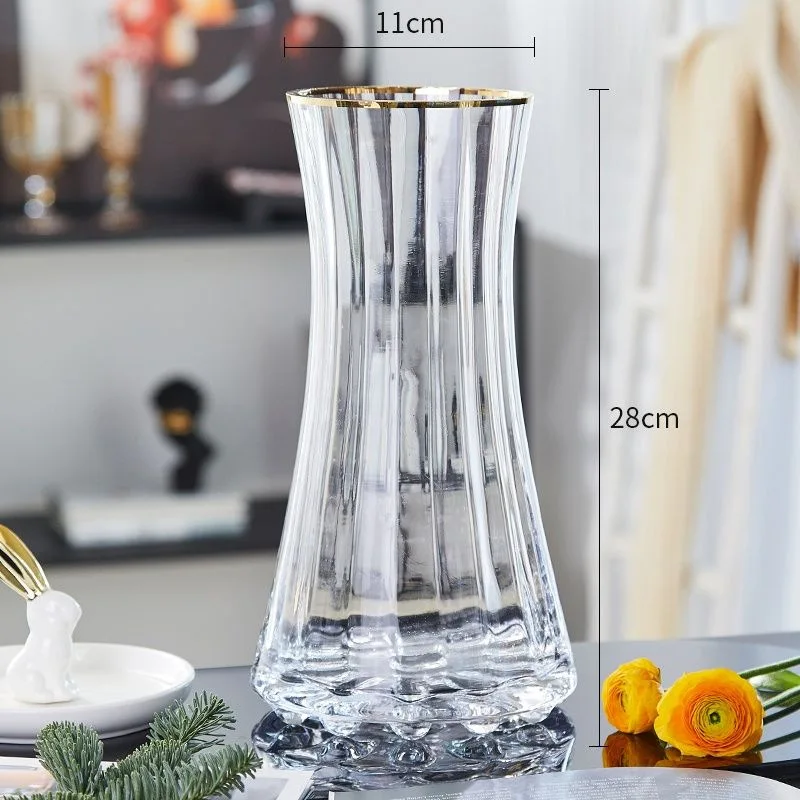 Modern home decor glass water bottle grey transparent flower vase for Home Decor Wedding or Gift