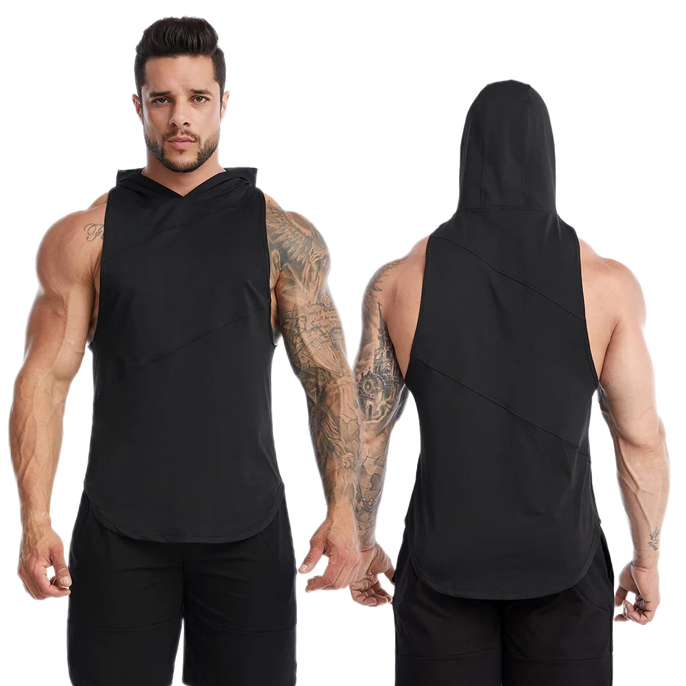 Sleeveless hoodie men Singlen Active Wear Tank Tops Training Tank Top For Mens Polyester Workout Singlets Training Clothing Vets