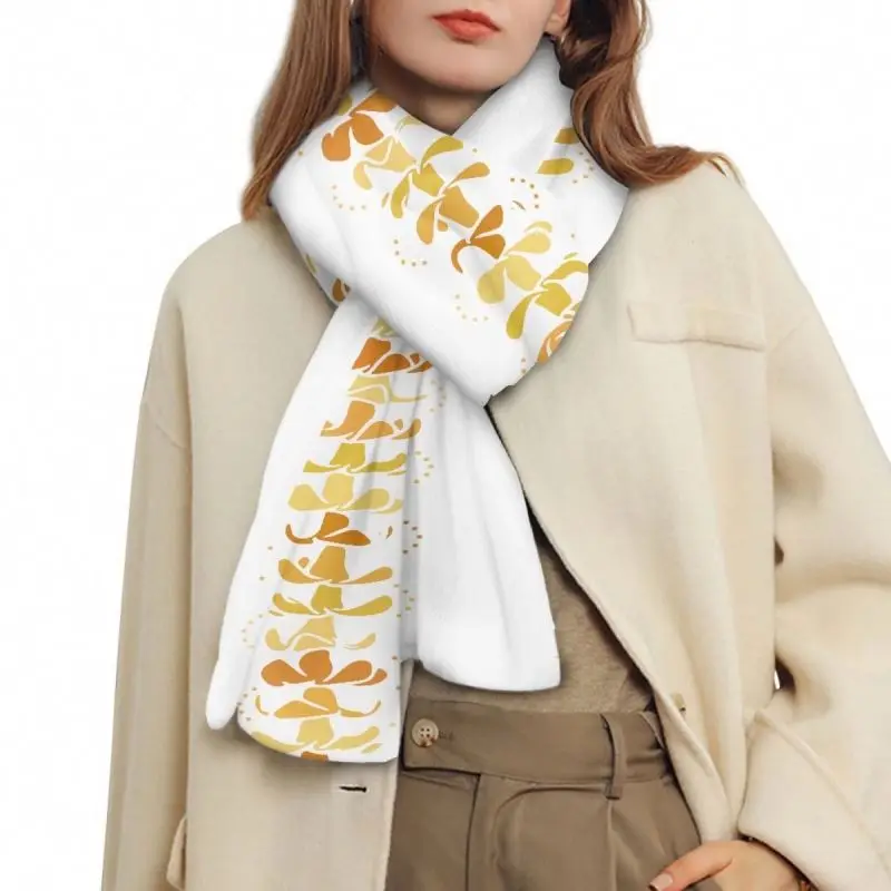 Market Wholesale Print On Demand Thermal Knitted Scarf Puakenikeni Lei Flowers Unisex Long Casual Warmer Scarves