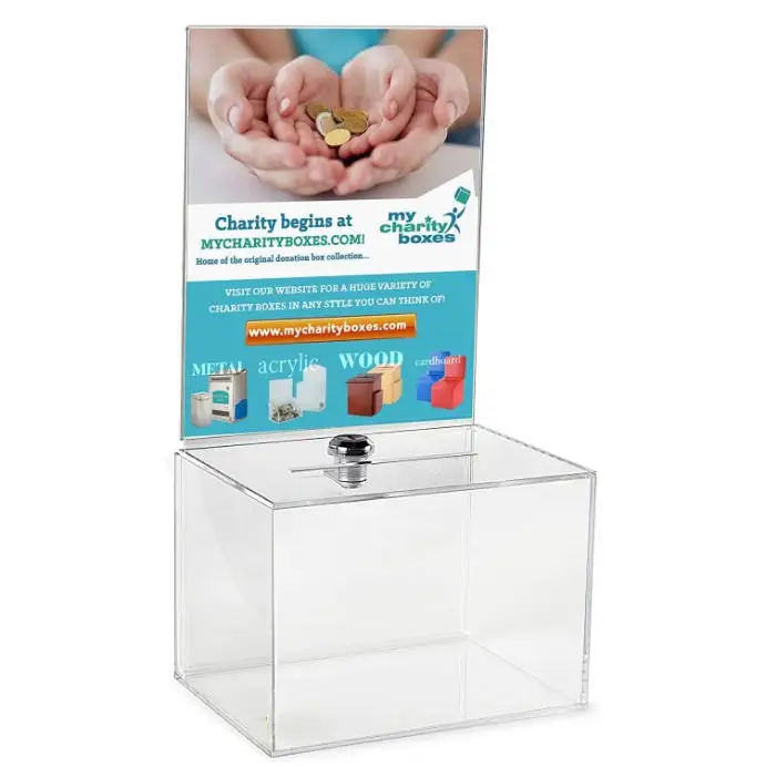 Custom Clear Acrylic Donation Box  High Quality  Wholesale  Acrylic decorative money donation acrylic box