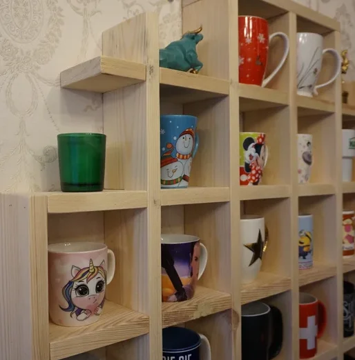 Vintage Special Shape Wood cup Wall Shelf Coffee Tea Mug Shelf Cup holder Display Cupe Holder Stand For Home Decor Storage