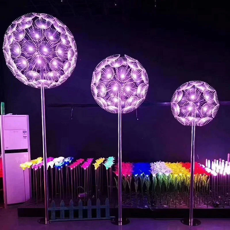 2024 Artificial LED Tree Garden Light RGB Hard Fiber Optic Light Cover Stainless Steel Pole Outdoor Decoration Lights for Events