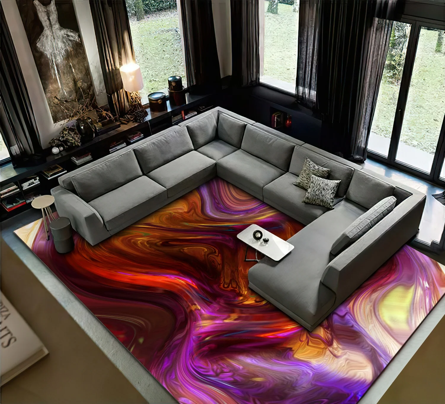 Прямая поставка, ковер с 3D принтом amazon с абстрактным геометрическим мультяшным дизайном для гостиной