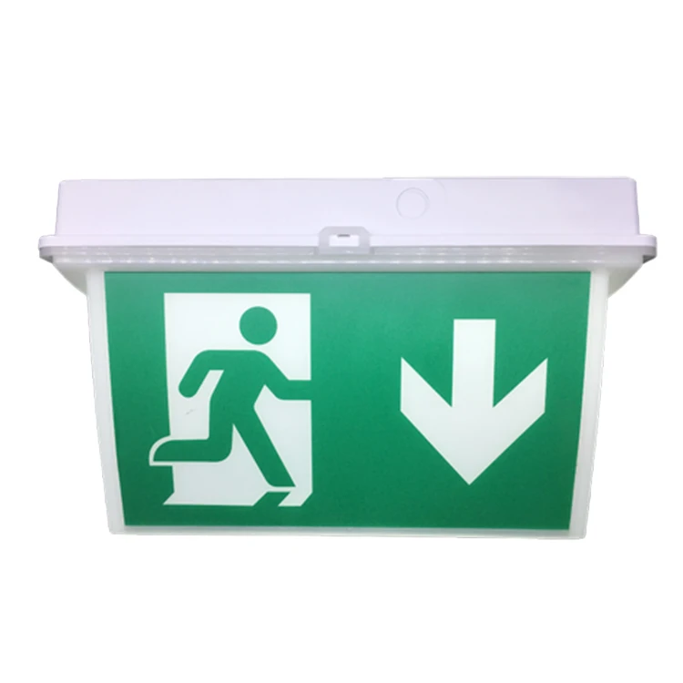 Fire Safety IP65 PC Plastic Double Sides Automatic Emergency Light Box Running Man LED Evacuation Exit Sign with Battery