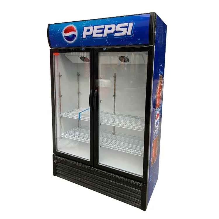 Дисплей для супермаркета холодильник с двойной стеклянной дверью коммерческий