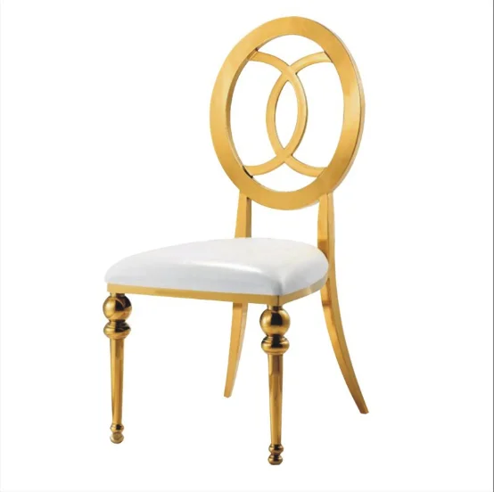 Luxury rose golden color wedding chair wedding golden stainless steel chair with back pattern
