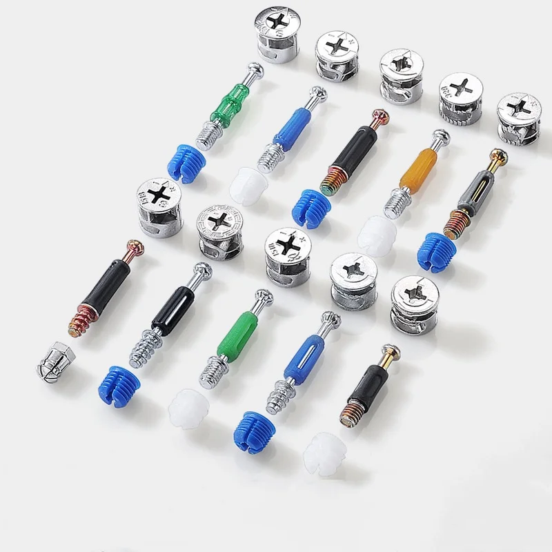 New listing GQK flawless Fitting Mini Fix Cam 3-1 Connector Full Set Excentric Cam Rod Bolt Plastic Dowel Pre-Inset Cabinets