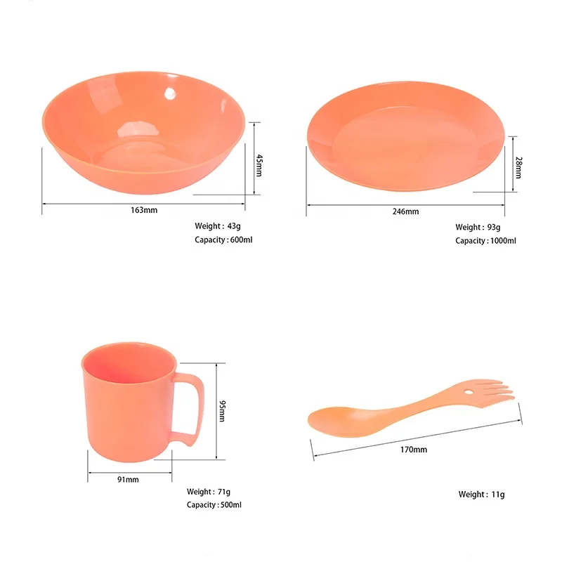 Picnic ware with mesh bag Outdoor tableware sets Plastic dinnerware set Plastic Picnic Set