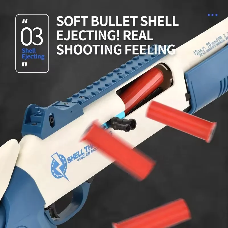 Shell Ejection Rifle Toy Gun Lever Action Soft Bullet Gun Foam Blaster with Protective Goggle for Teen Youth