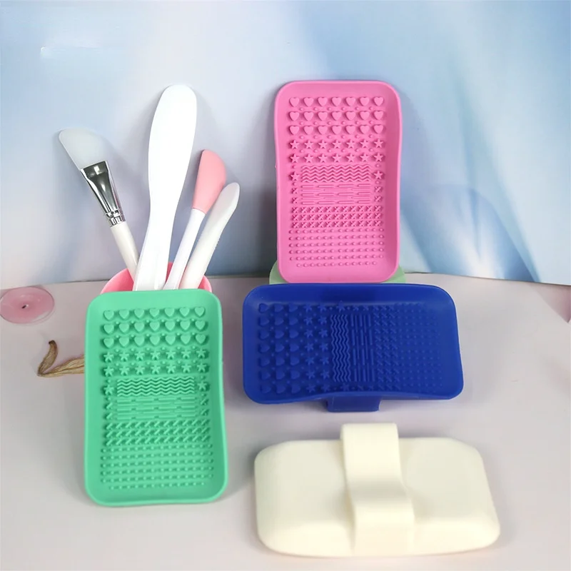 Square hand grip pad for washing brush silicone makeup scrub board beauty