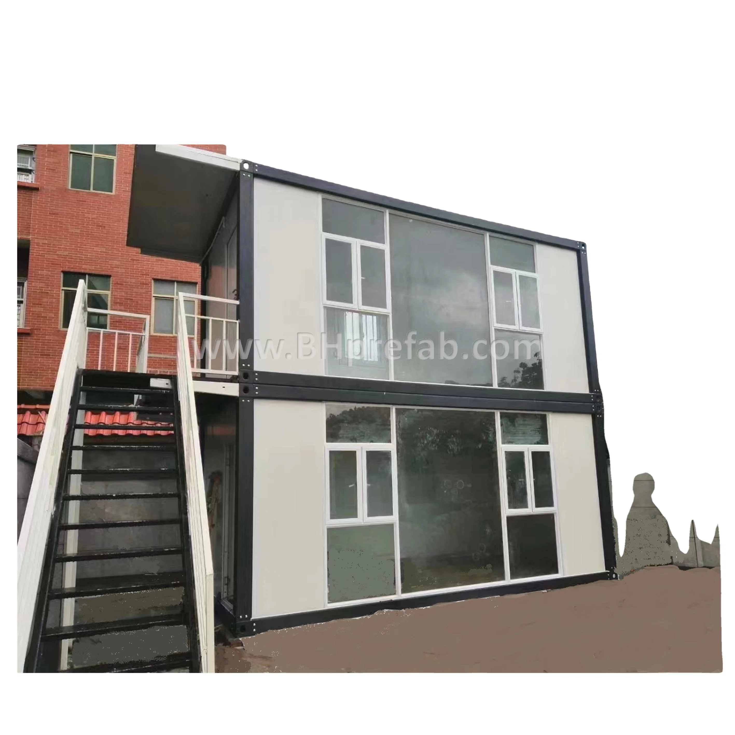Light Steel Flat Prefab Container Houses Detachable Container Office Prefab House Curtain Wall Glass Container