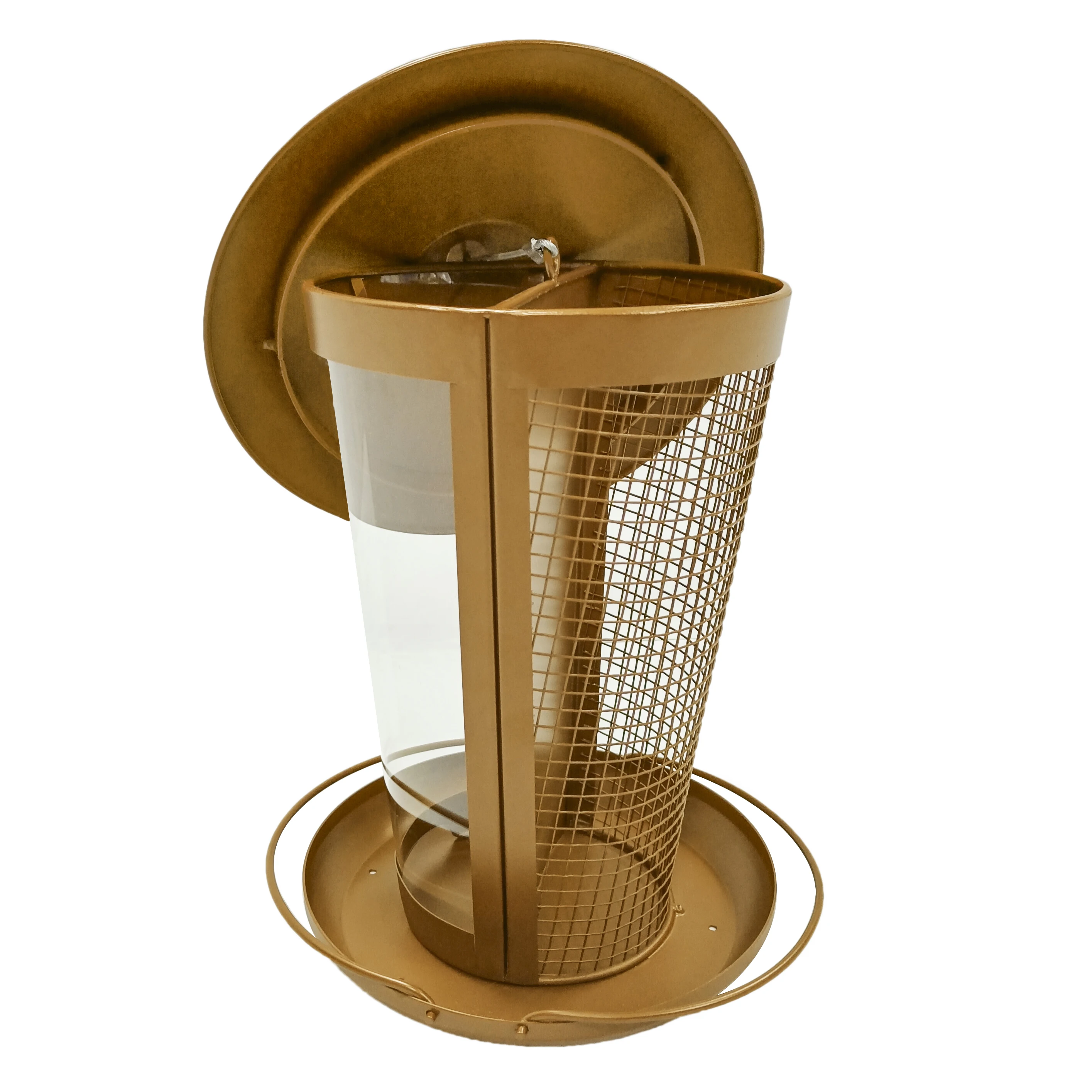Outdoor Hanging Graden-yard bird feeder Brown Metal Mesh And PC Tube Wild
