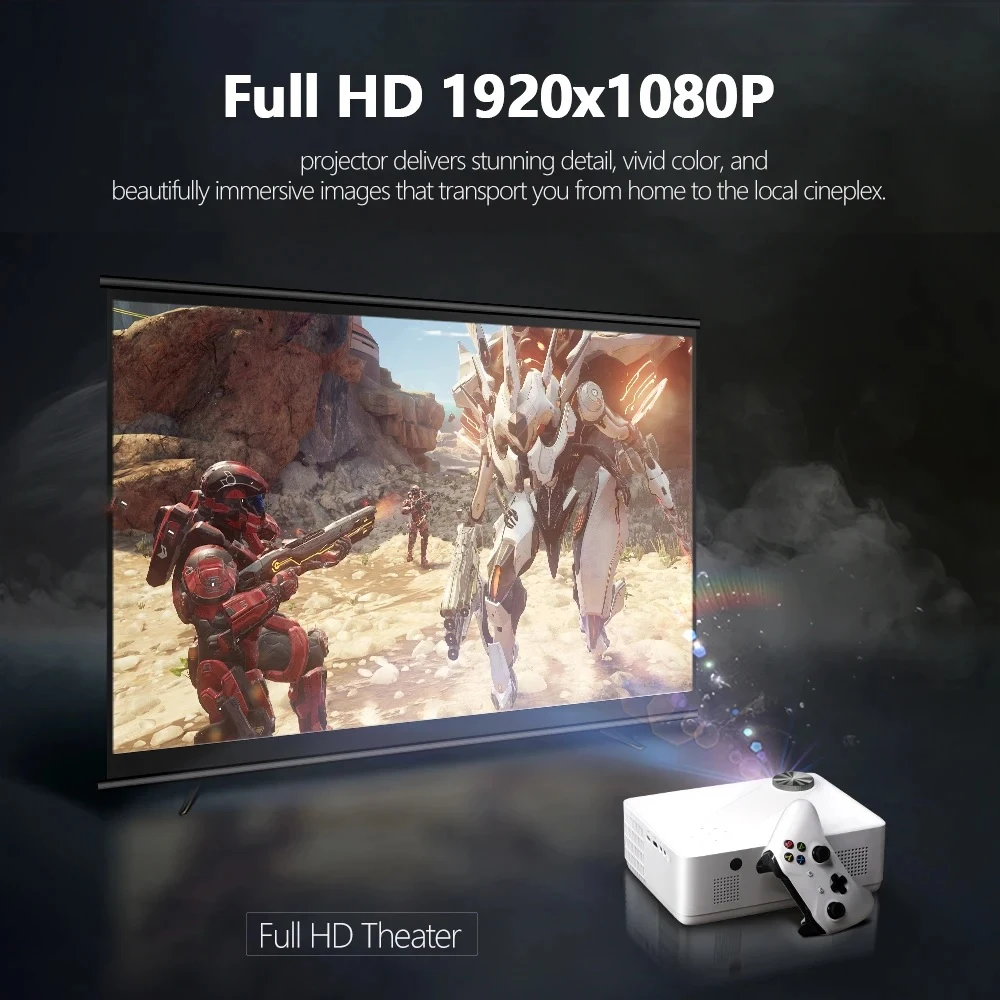 [Best choice for Children/Family gift] Home video movies LCD LED FHD 1080P Smart projector